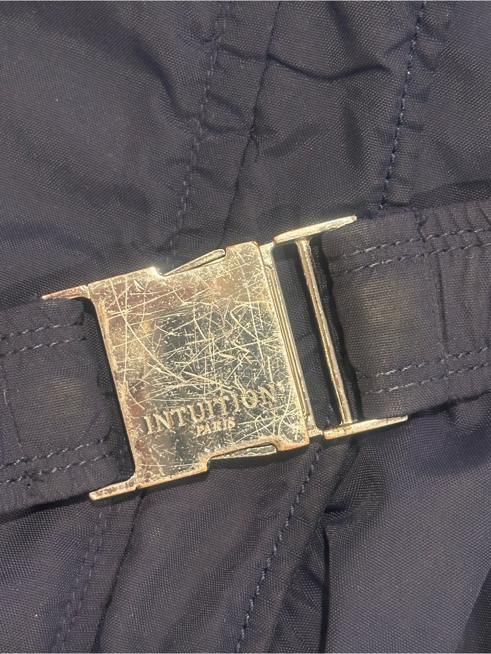 Intuition Paris Raccoon Hooded Coat with Leather Trim in Navy - Picture 9 of 10